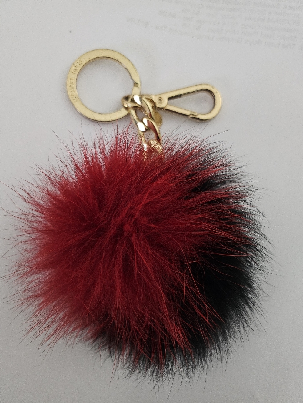 Michael Kors Red/Black Fur Pom Bagcharm